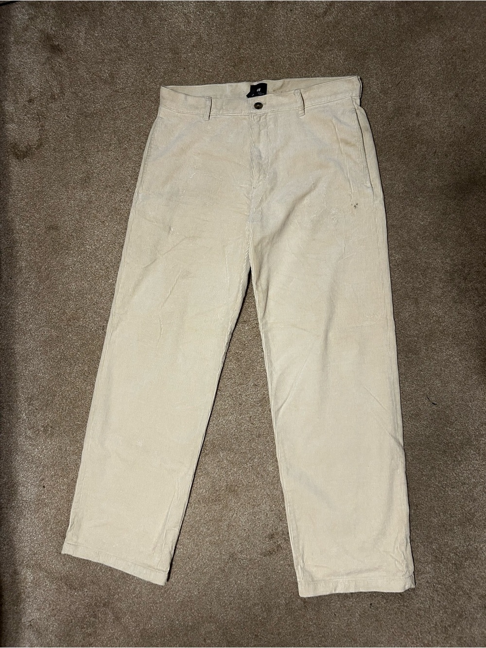 H&M Men's Light Cream Corduroy Trousers